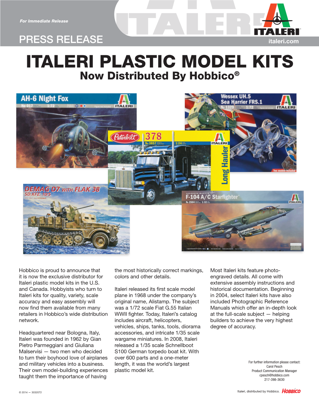 ITALERI PLASTIC MODEL KITS Now Distributed by Hobbico®