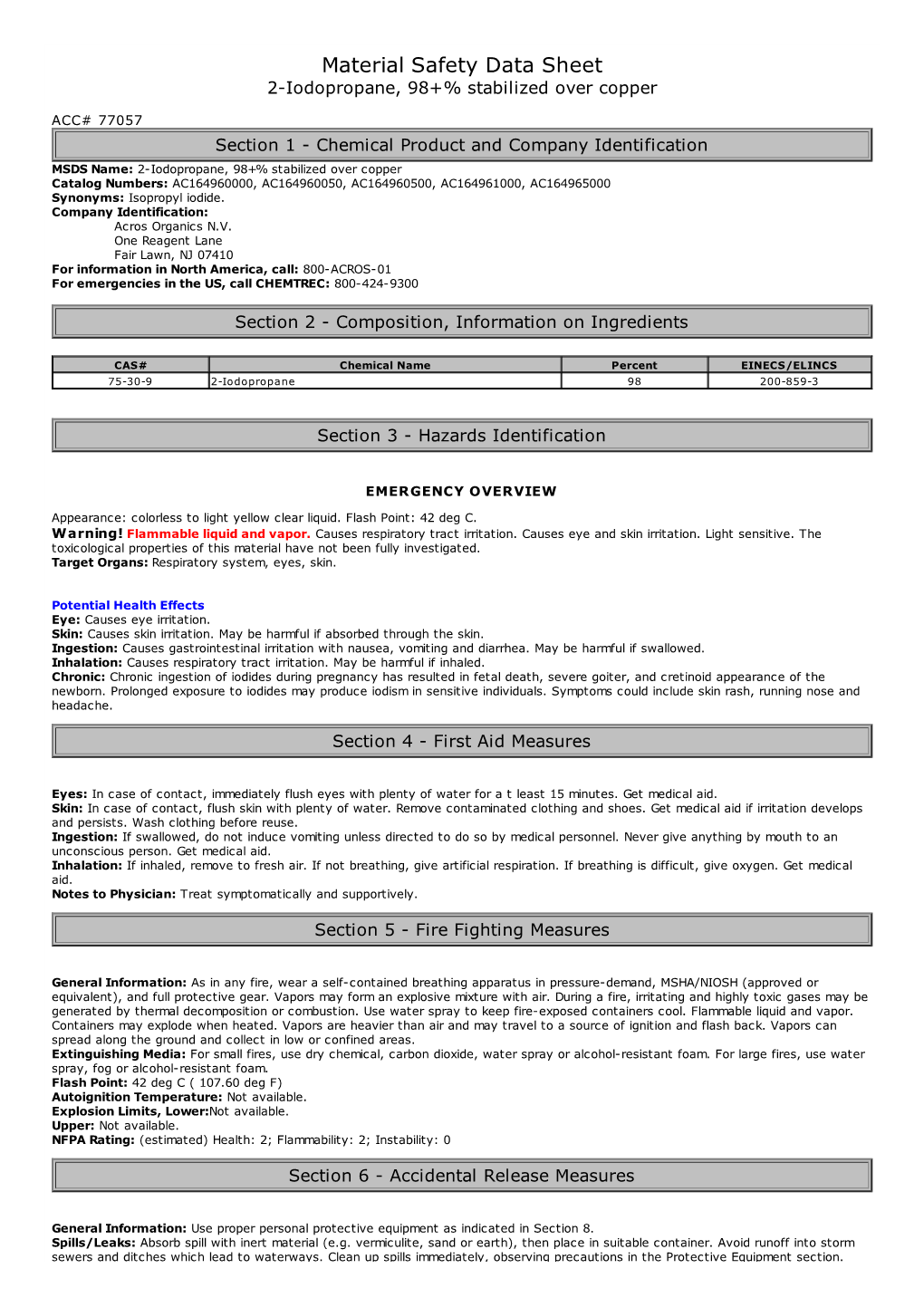 Material Safety Data Sheet