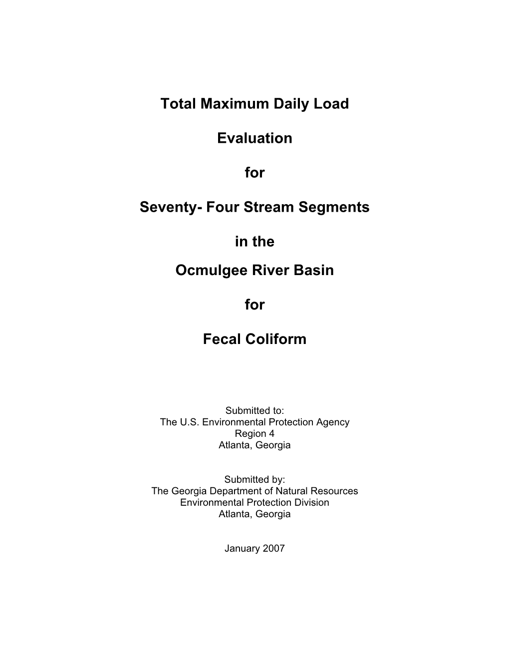 Fecal Coliform TMDL Report