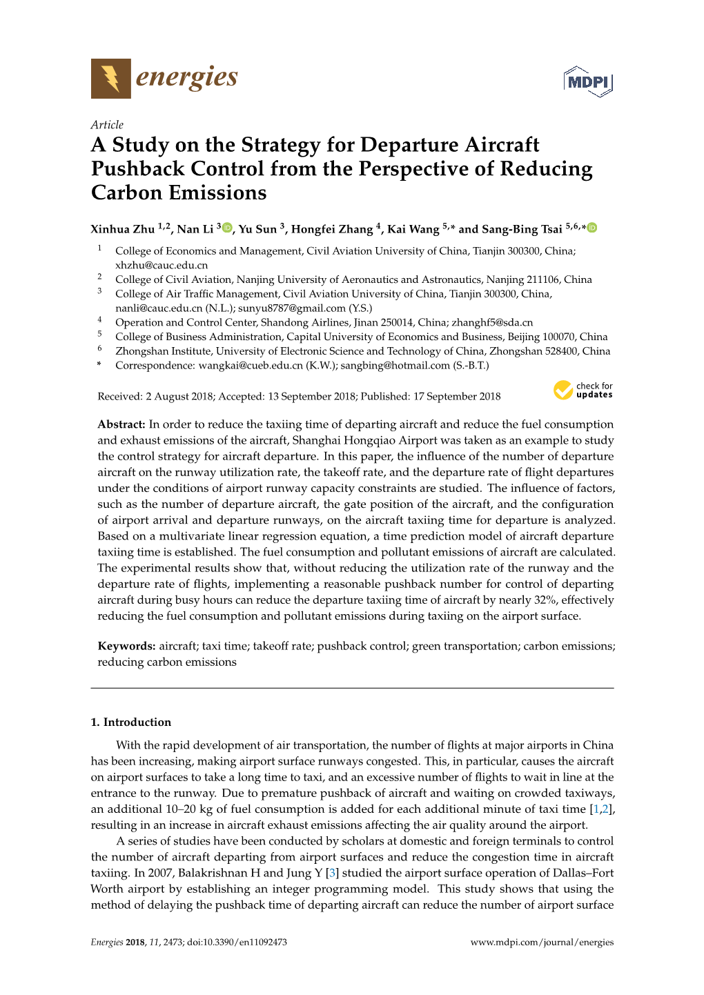 A Study on the Strategy for Departure Aircraft Pushback Control from the Perspective of Reducing Carbon Emissions