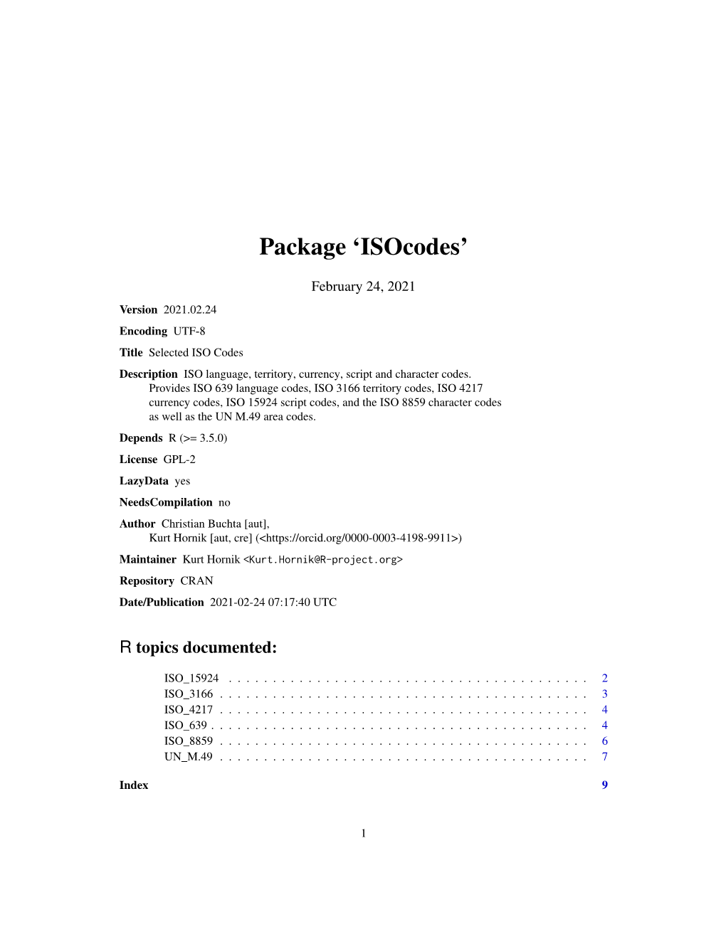 Package 'Isocodes'