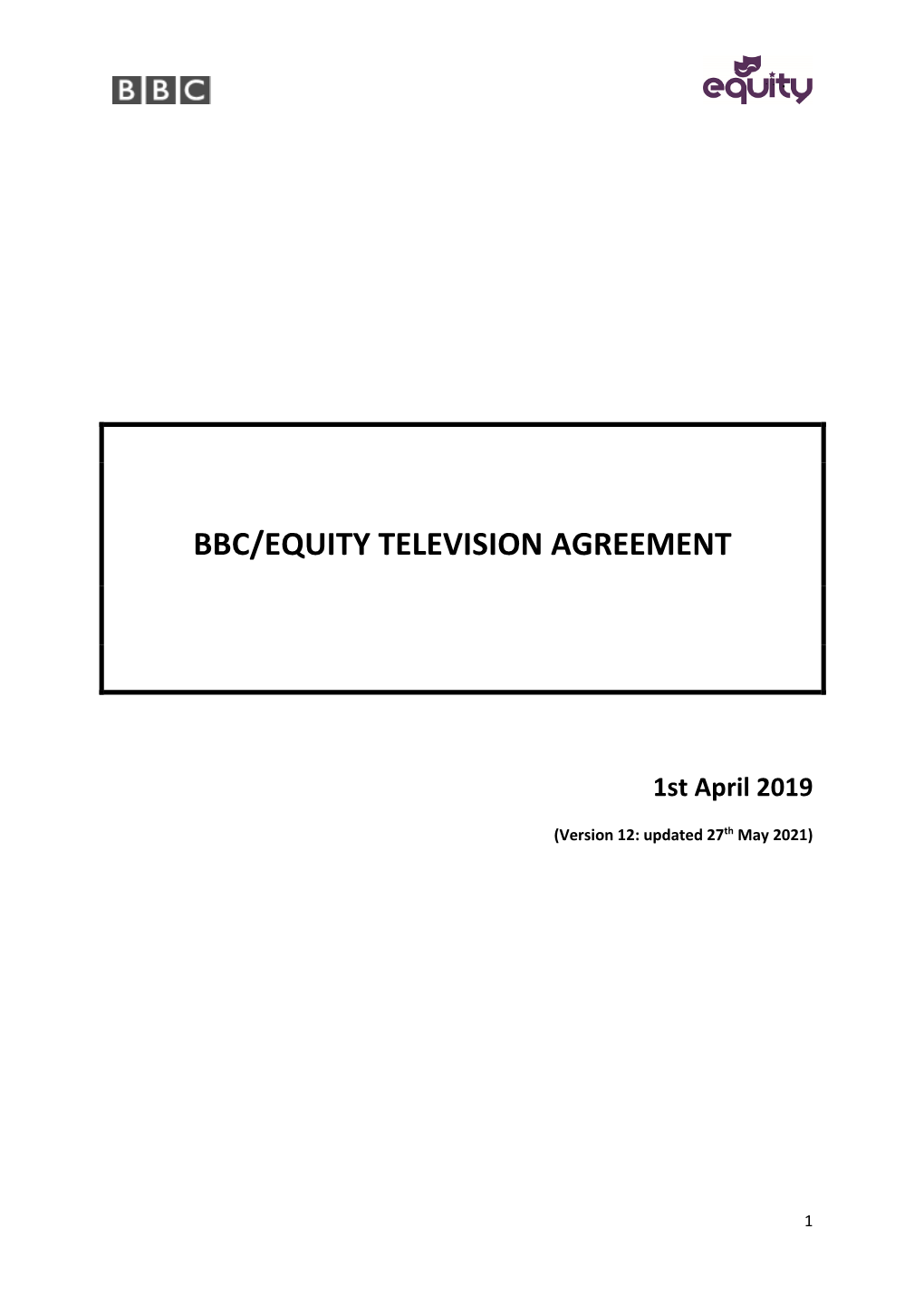 Bbc/Equity Television Agreement