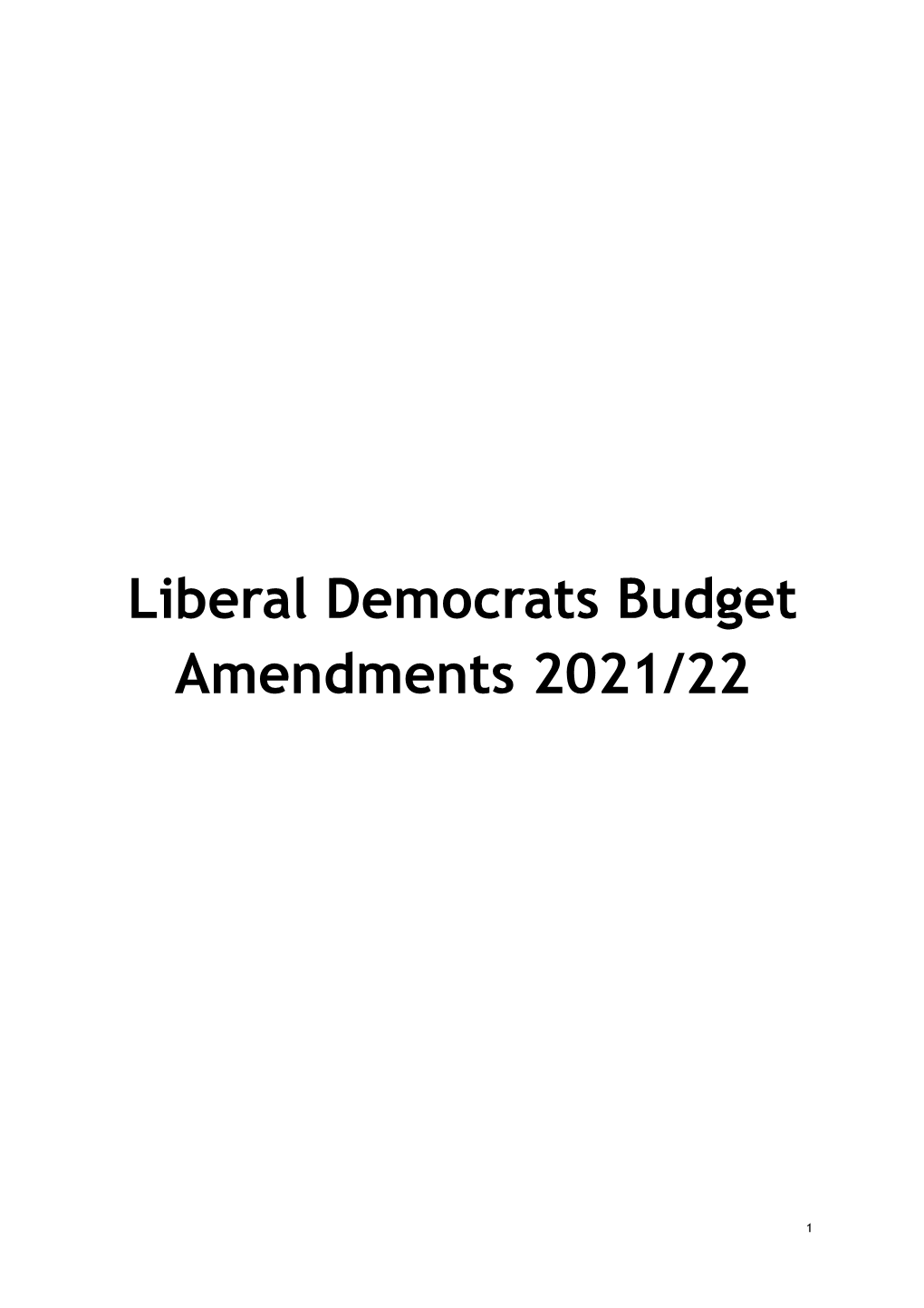 Liberal Democrat Alternative Budget Proposals 2021