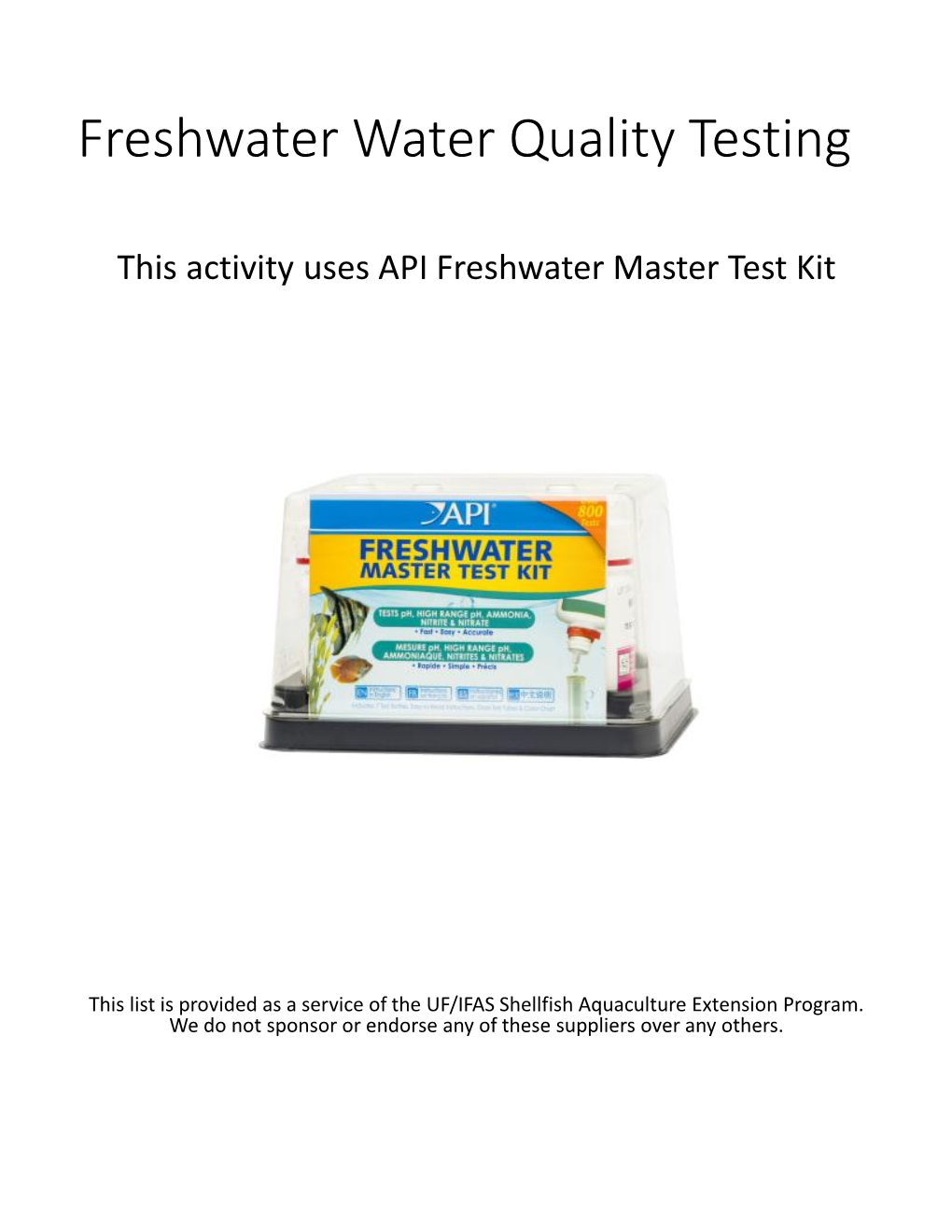 Freshwater Water Quality Testing for Aquarium