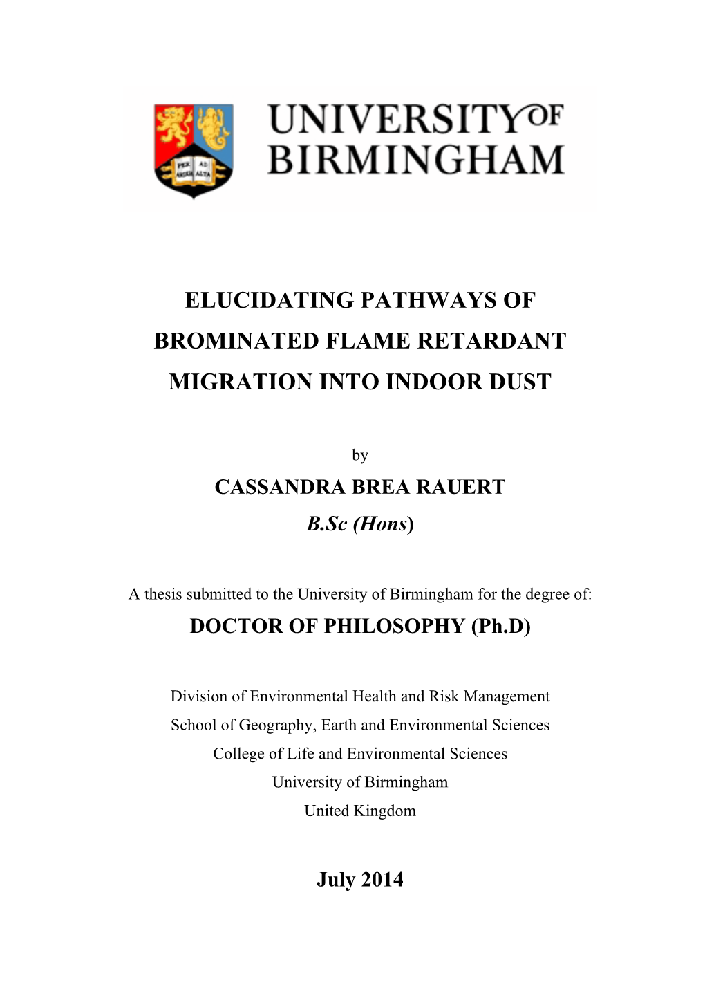 Brominated Flame Retardant Migration Into Indoor Dust