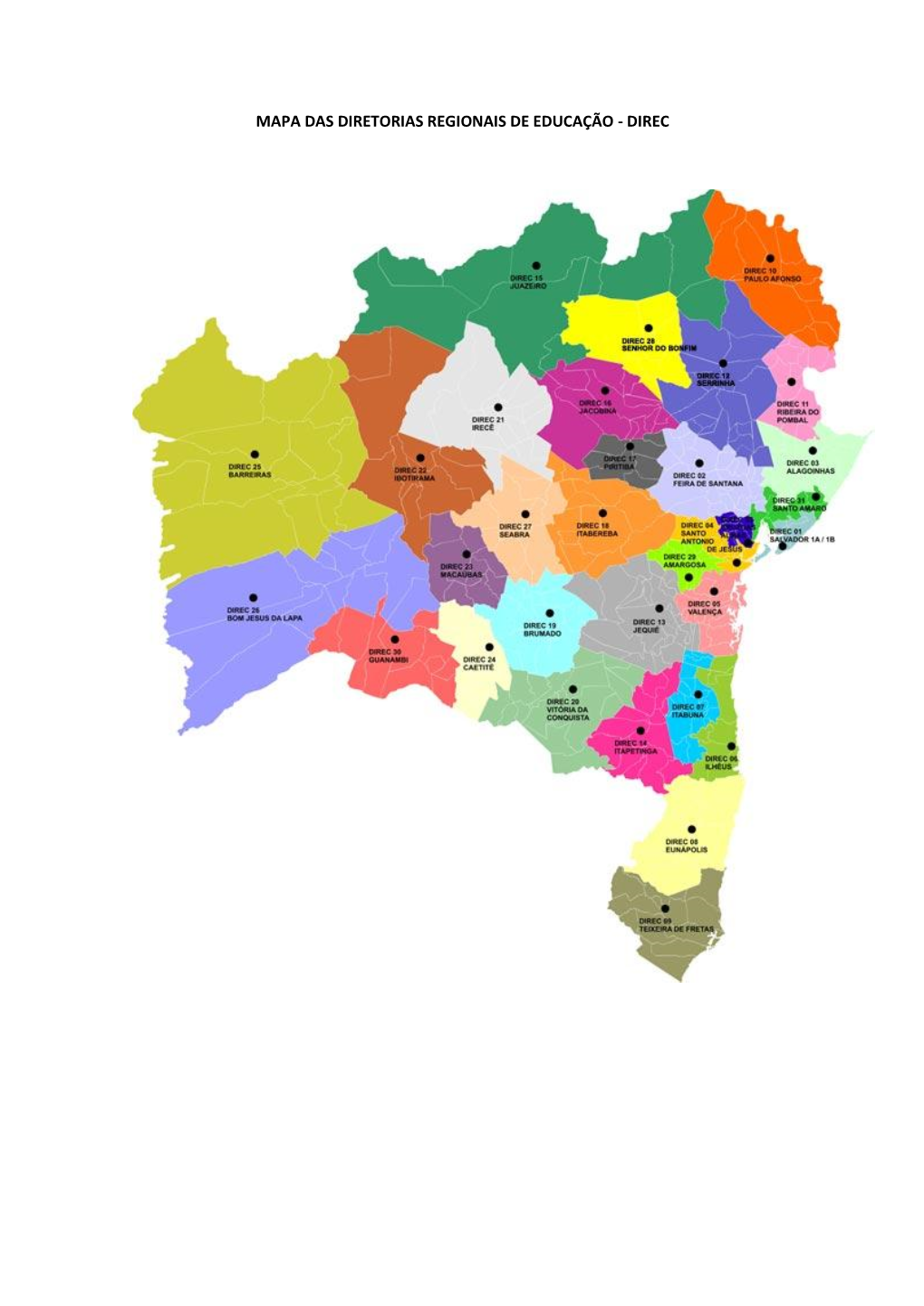 Mapa Das Diretorias Regionais De Educação - Direc