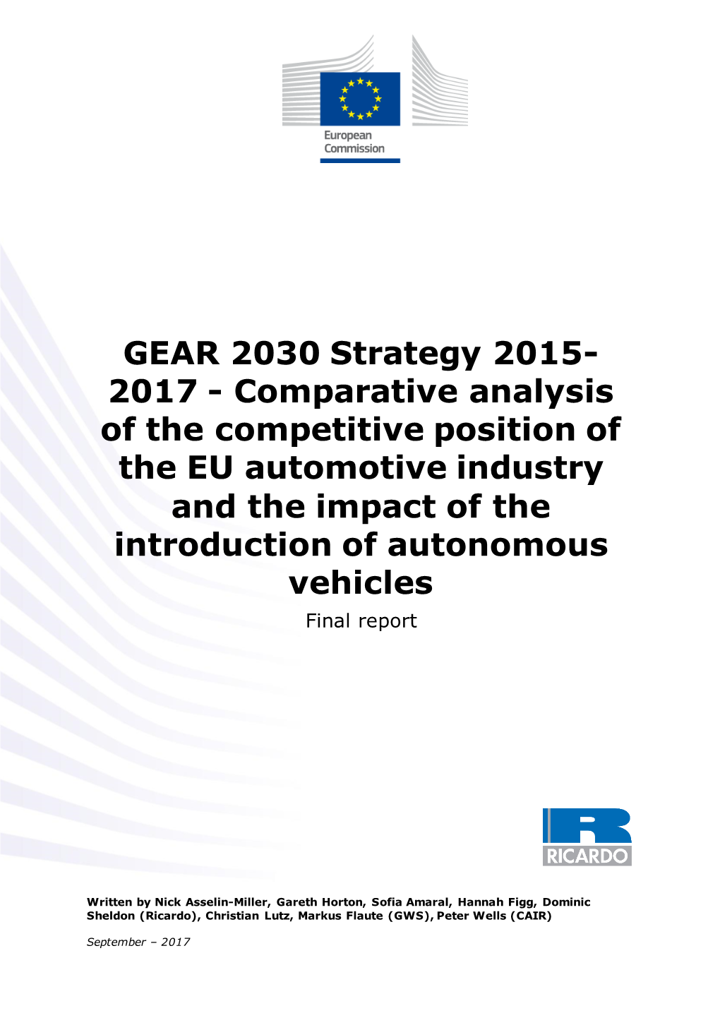 Comparative Analysis of the Competitive Position of the EU Automotive Industry and the Impact of the Introduction of Autonomous Vehicles Final Report