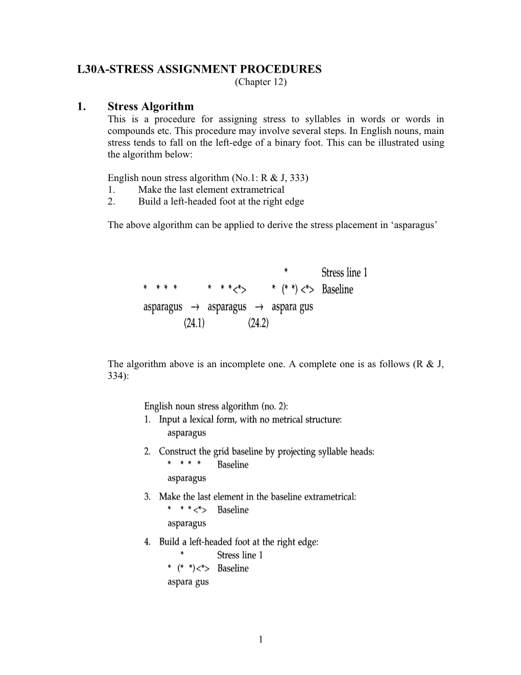 Stress Assignment Procedures & Syllable Weight