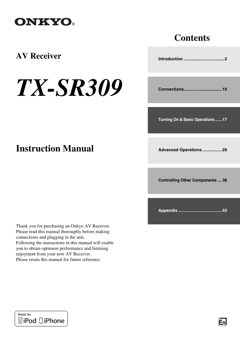 TX-SR309 Connections