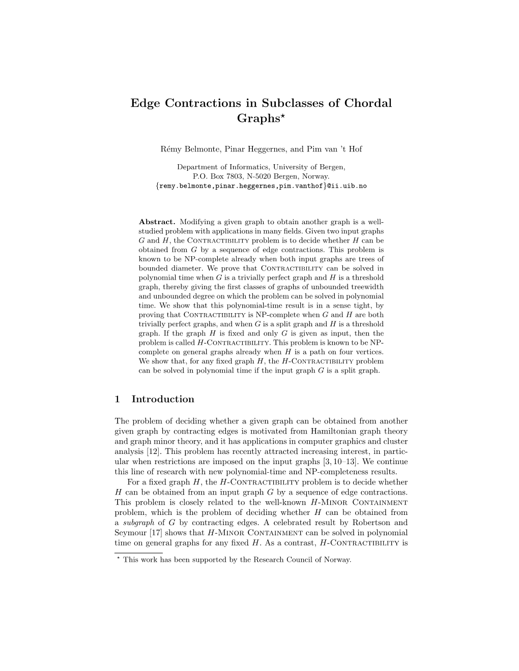 Edge Contractions in Subclasses of Chordal Graphs*