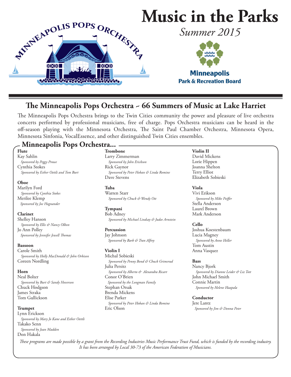 Music in the Parks Summer 2015