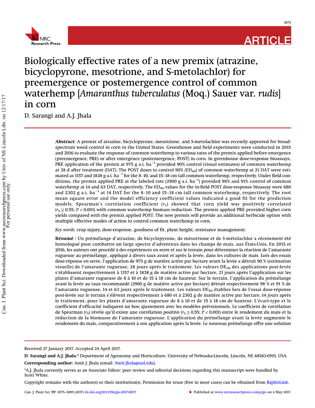 Biologically Effective Rates of a New Premix