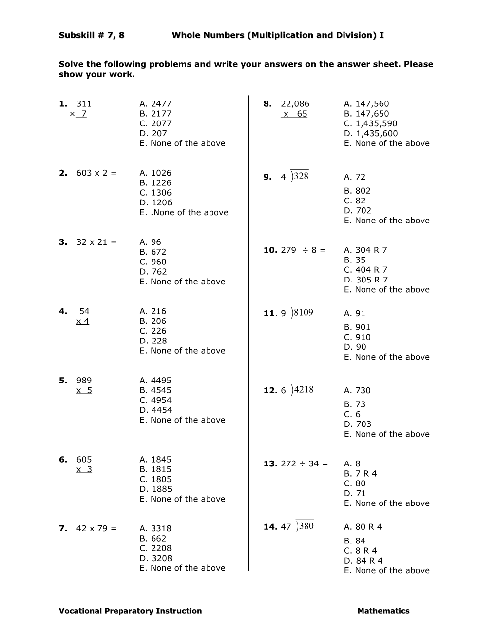 Vocational Preparatory Instruction (VPI) s1