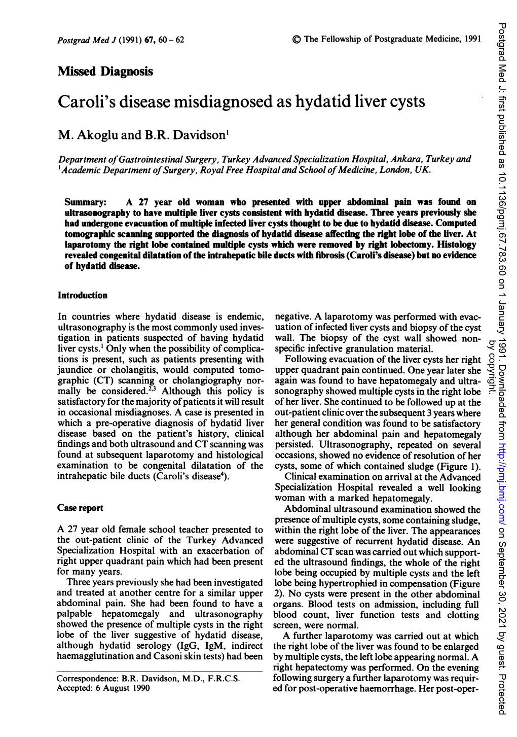 Caroli's Disease Misdiagnosed As Hydatid Livercysts