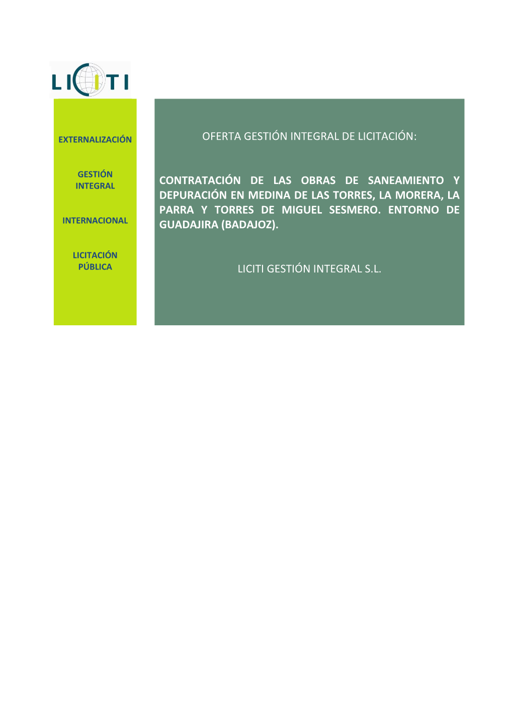 Oferta Gestión Integral De Licitación: Contratación De