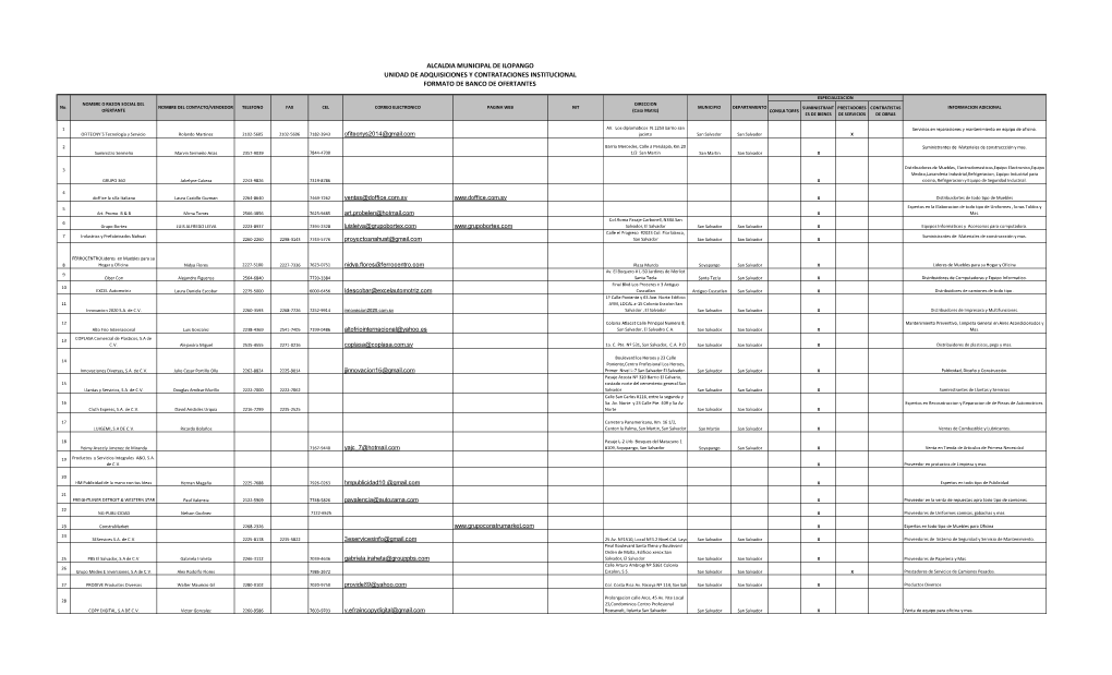 Banco De Proveedores 2017