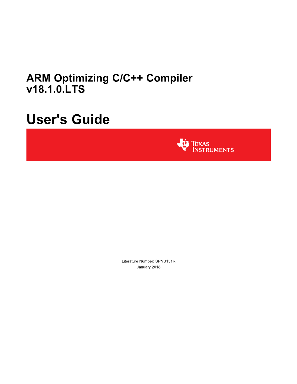 ARM Optimizing C/C++ Compiler V18.1.0.LTS