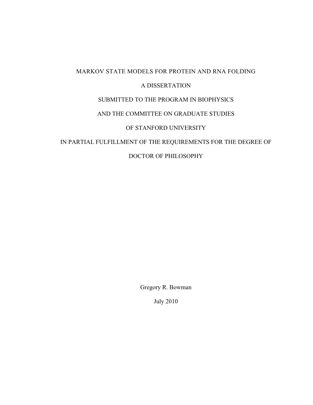 Markov State Models for Protein and Rna Folding A