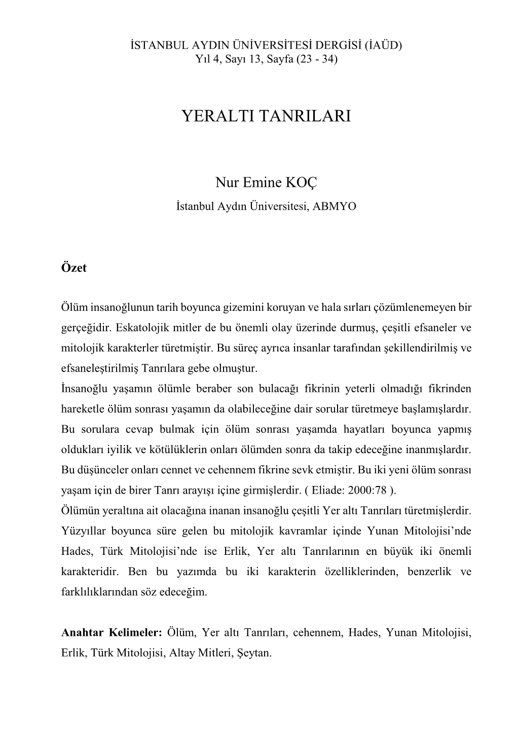 Yeralti Tanrilari