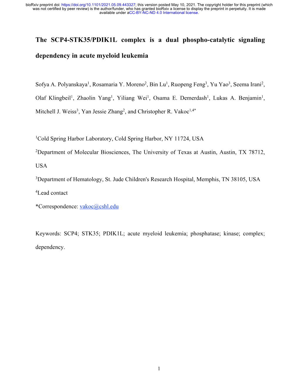 The SCP4-STK35/PDIK1L Complex Is a Dual Phospho-Catalytic Signaling