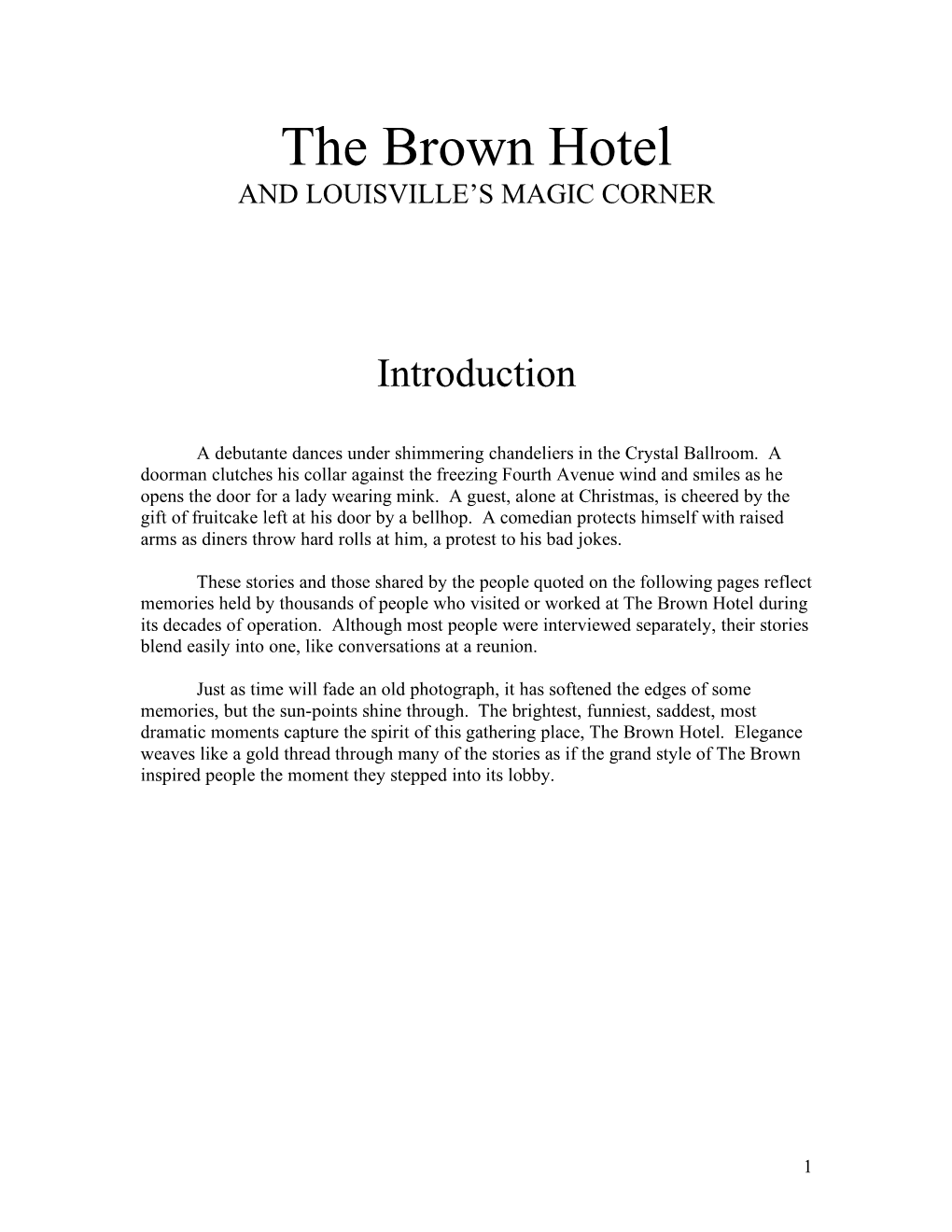 The Brown Hotel and LOUISVILLE’S MAGIC CORNER