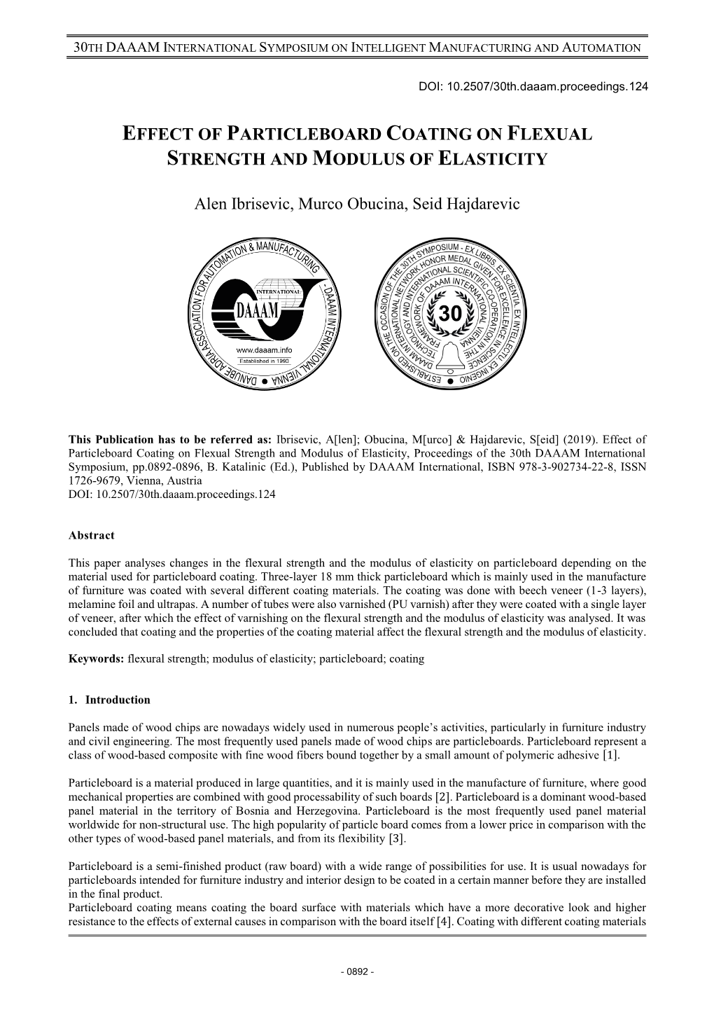 Effect of Particleboard Coating on Flexual Strength and Modulus of Elasticity