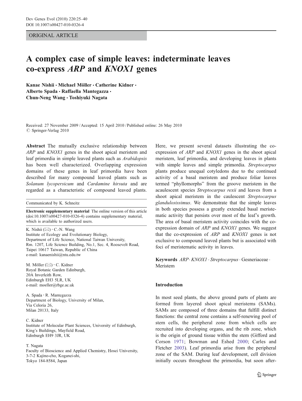 A Complex Case of Simple Leaves: Indeterminate Leaves Co-Express ARP and KNOX1 Genes