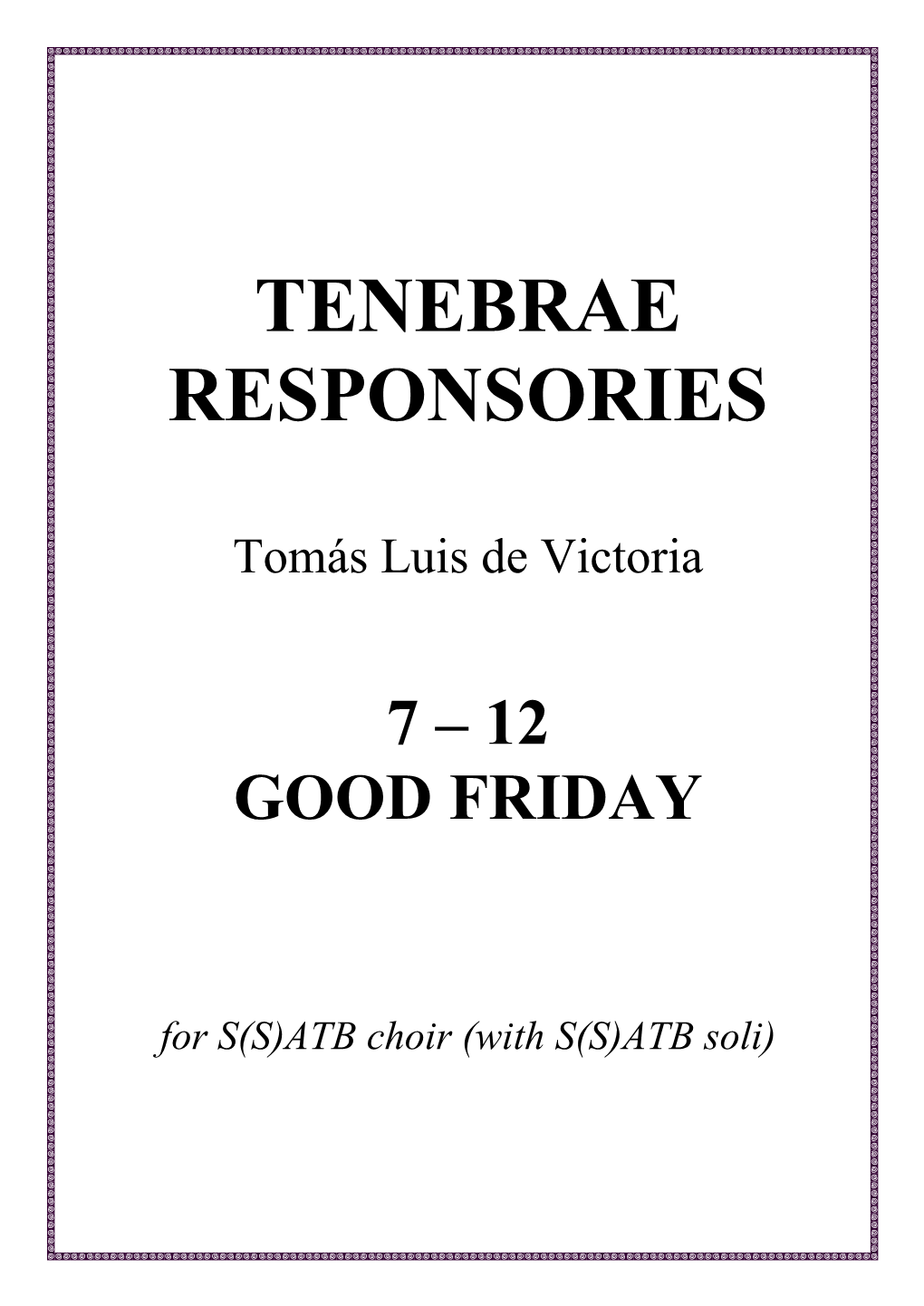 Tenebrae Responsories