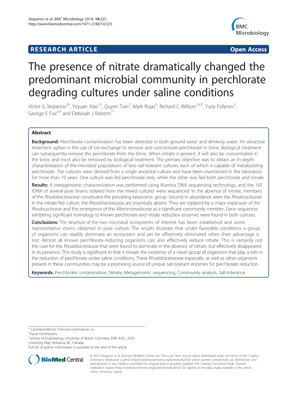 The Presence of Nitrate Dramatically Changed the Predominant Microbial