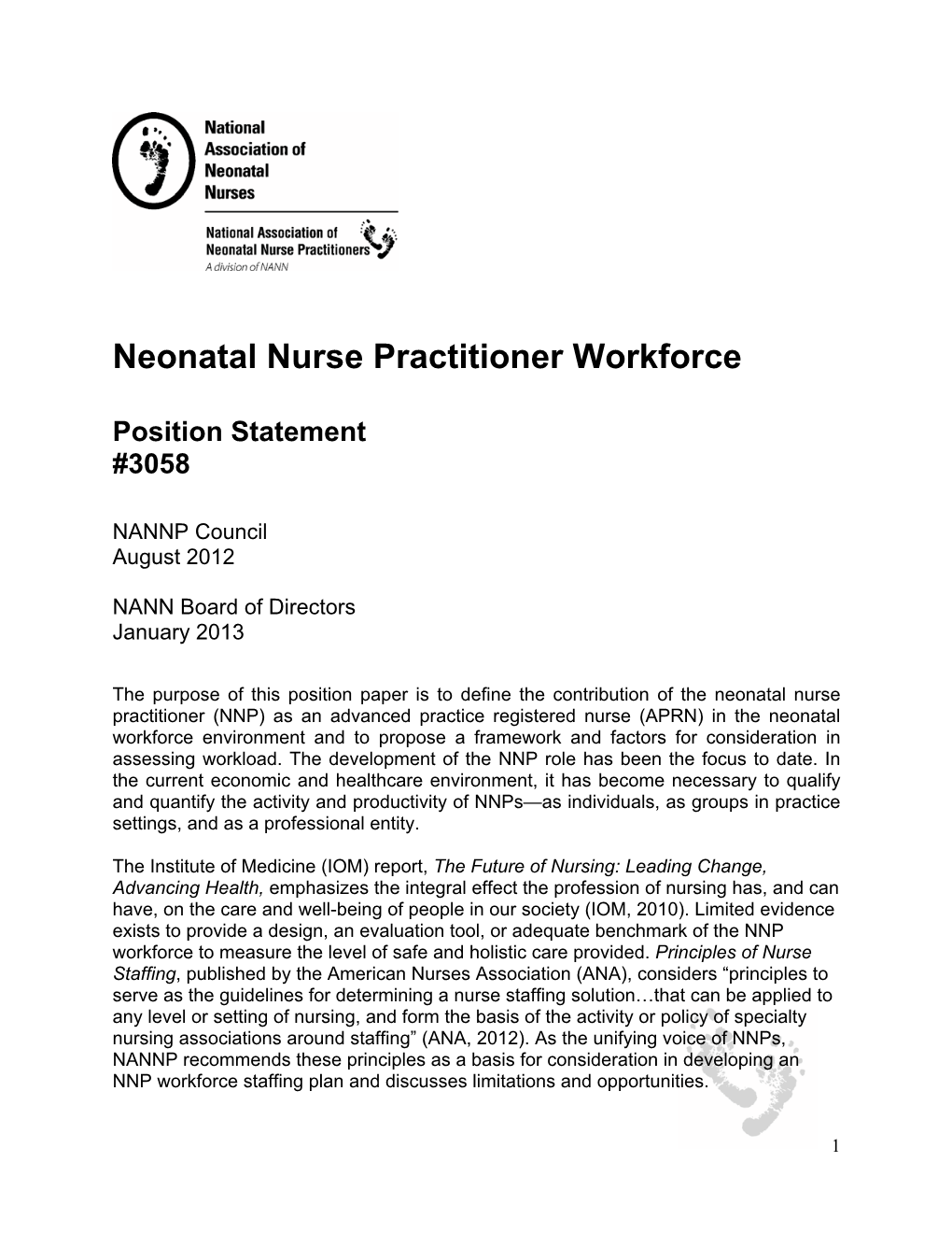 Neonatal Nurse Practitioner Workforce