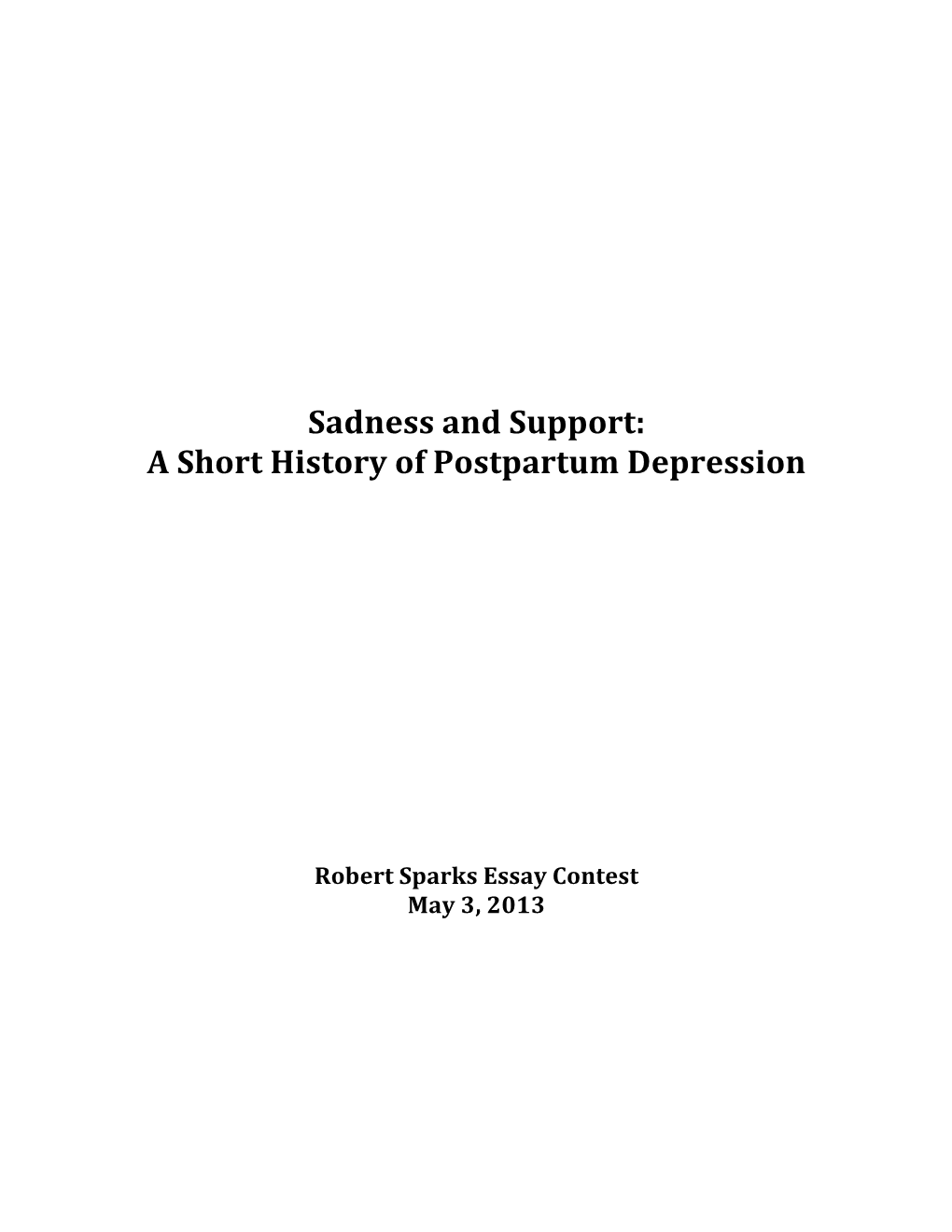 Sadness and Support: a Short History of Postpartum Depression