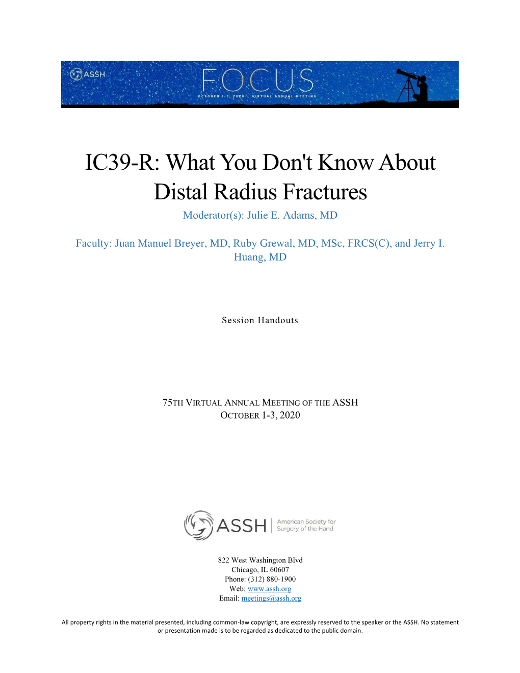 IC39-R: What You Don't Know About Distal Radius Fractures
