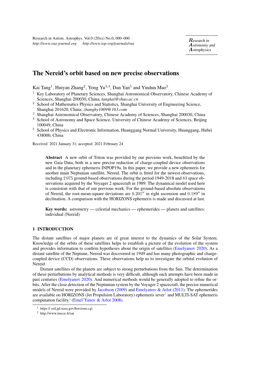 The Nereid's Orbit Based on New Precise Observations