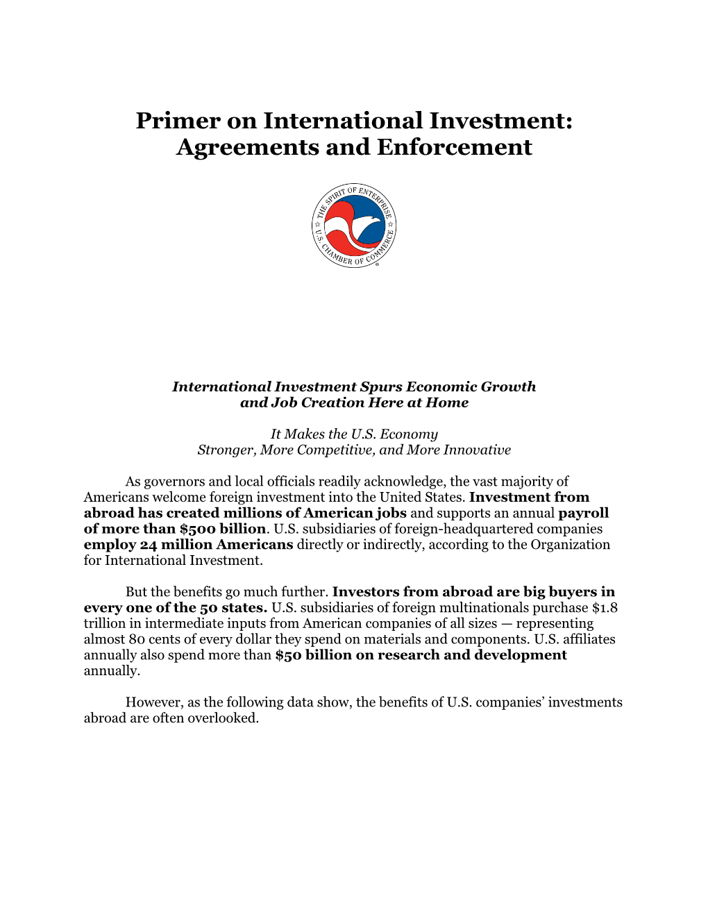 Primer on International Investment: Agreements and Enforcement