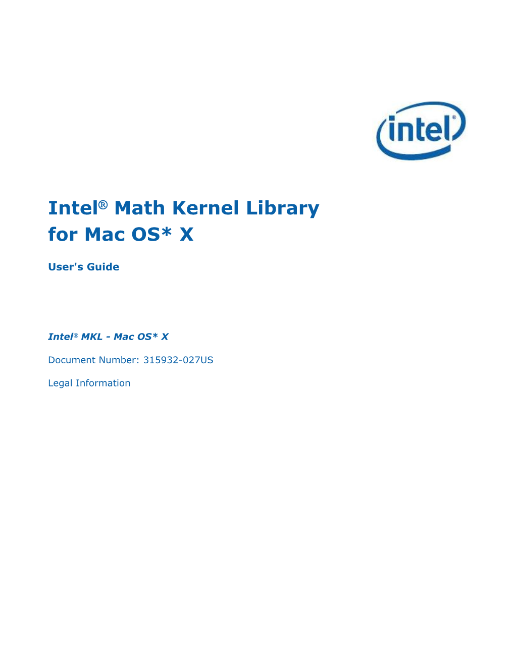 Intel® Math Kernel Library for OS X* User's Guide