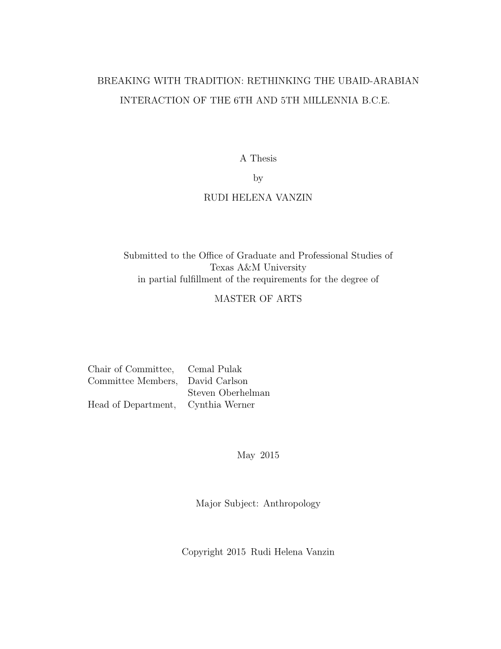 Rethinking the Ubaid-Arabian Interaction of the 6Th and 5Th Millennia B.C.E