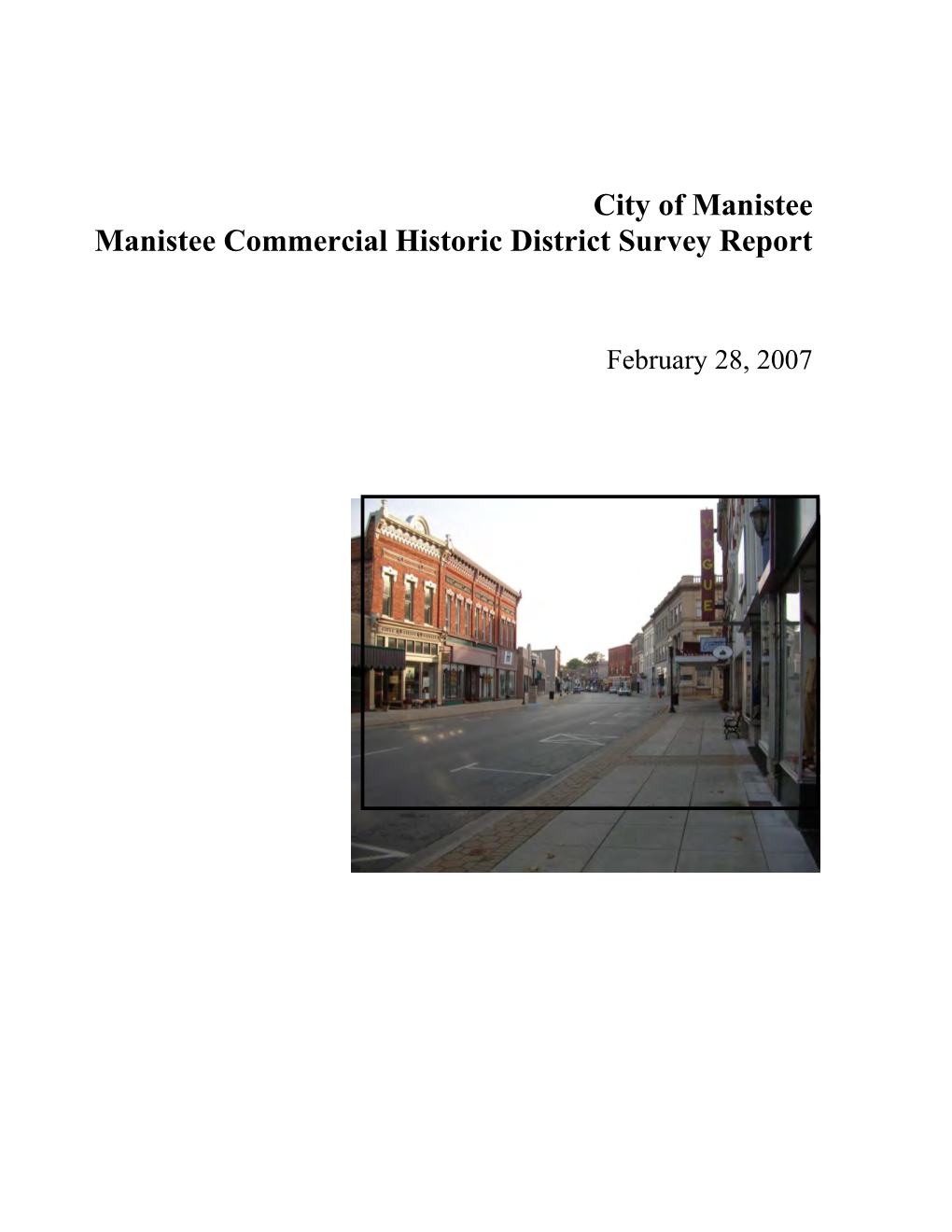 Manistee Commercial Historic District Survey Report