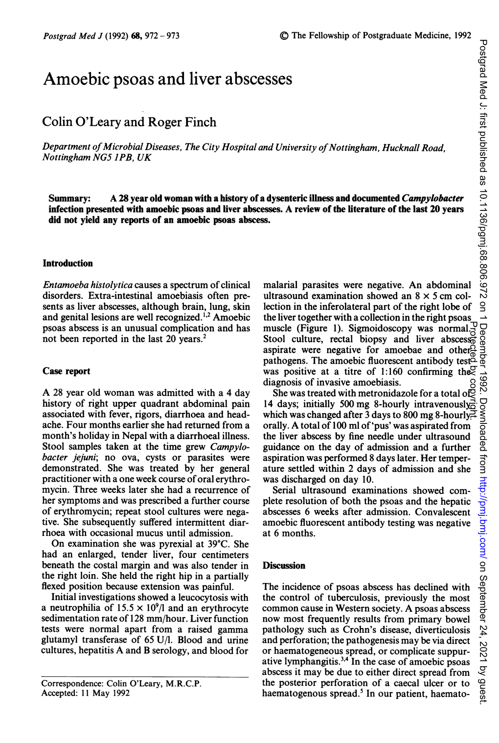 Amoebic Psoas and Liver Abscesses