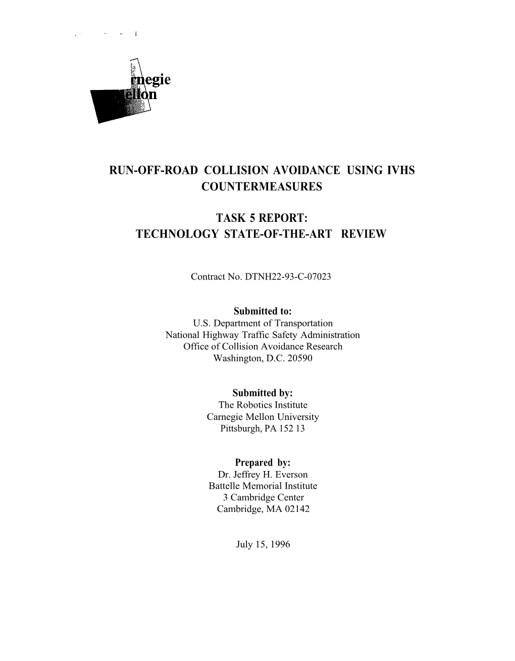 Run-Off-Road Collision Avoidance Using Ivhs Countermeasures