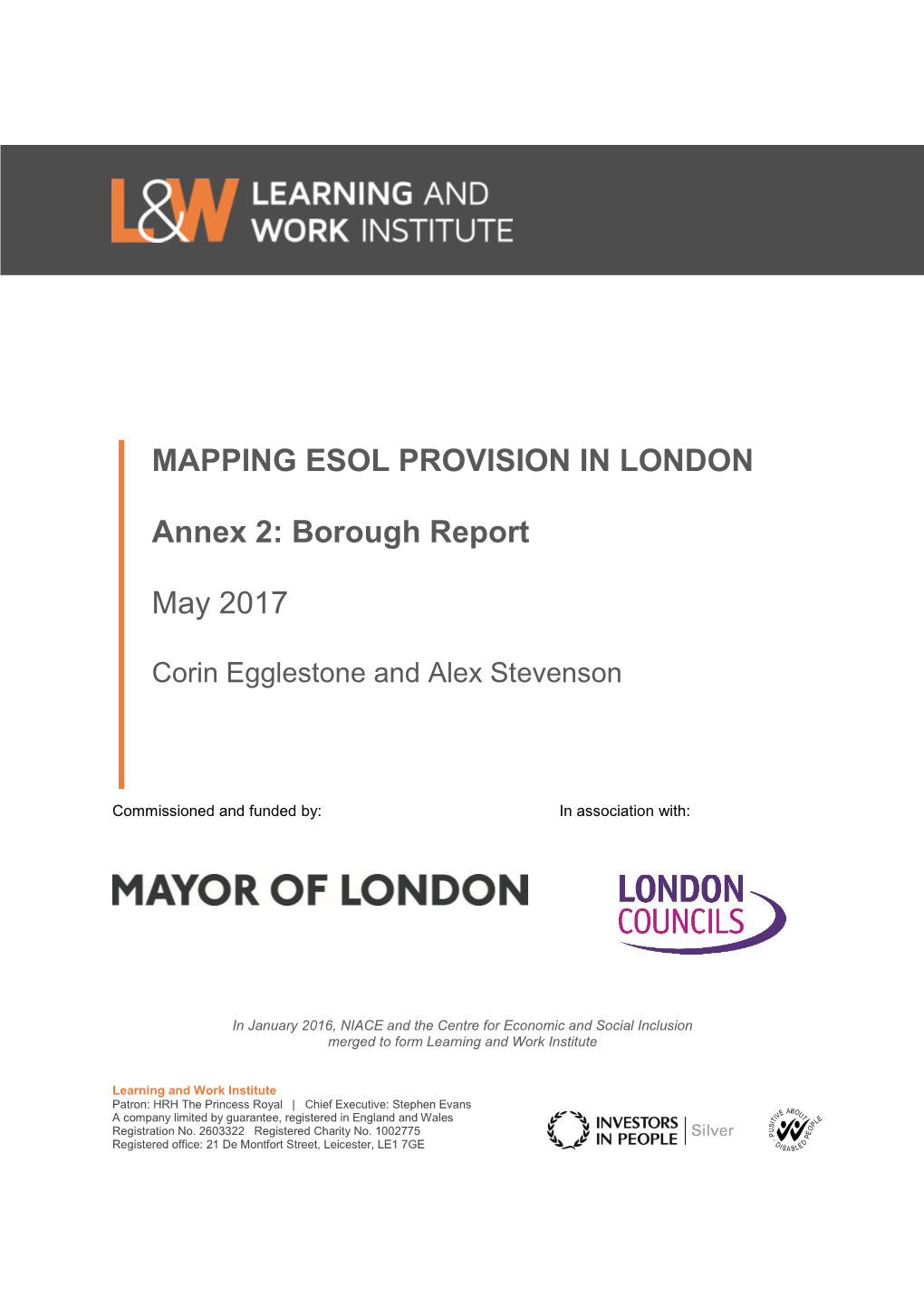 MAPPING ESOL PROVISION in LONDON Annex 2