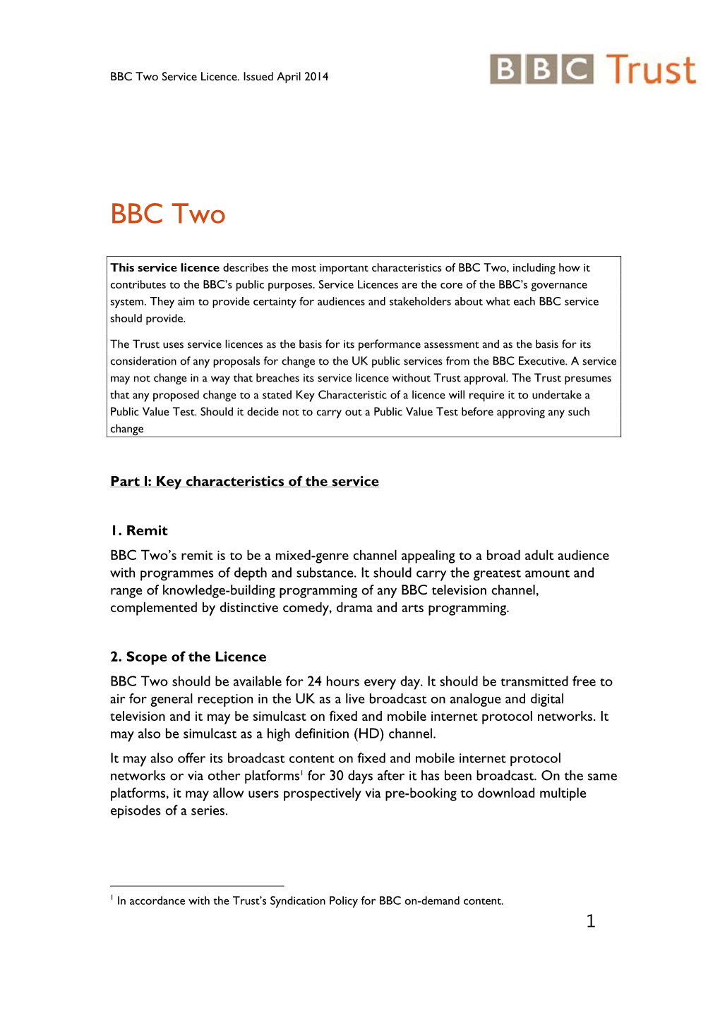 BBC Two Service Licence