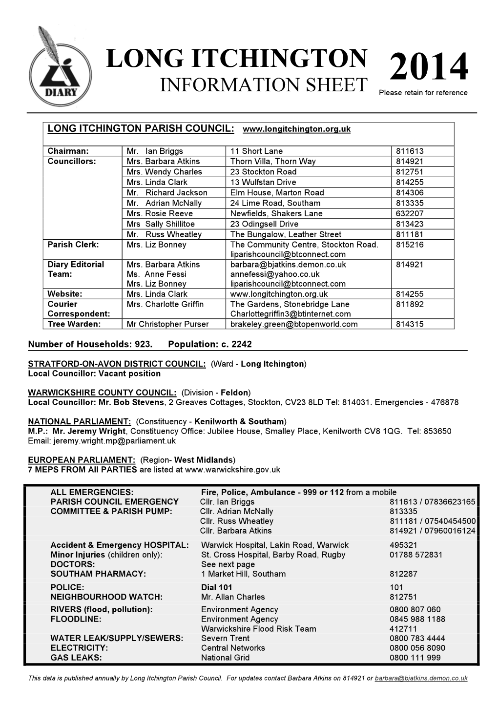 2014 INFORMATION SHEET Please Retain for Reference