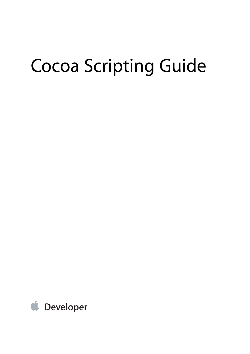 Cocoa Scripting Guide Contents