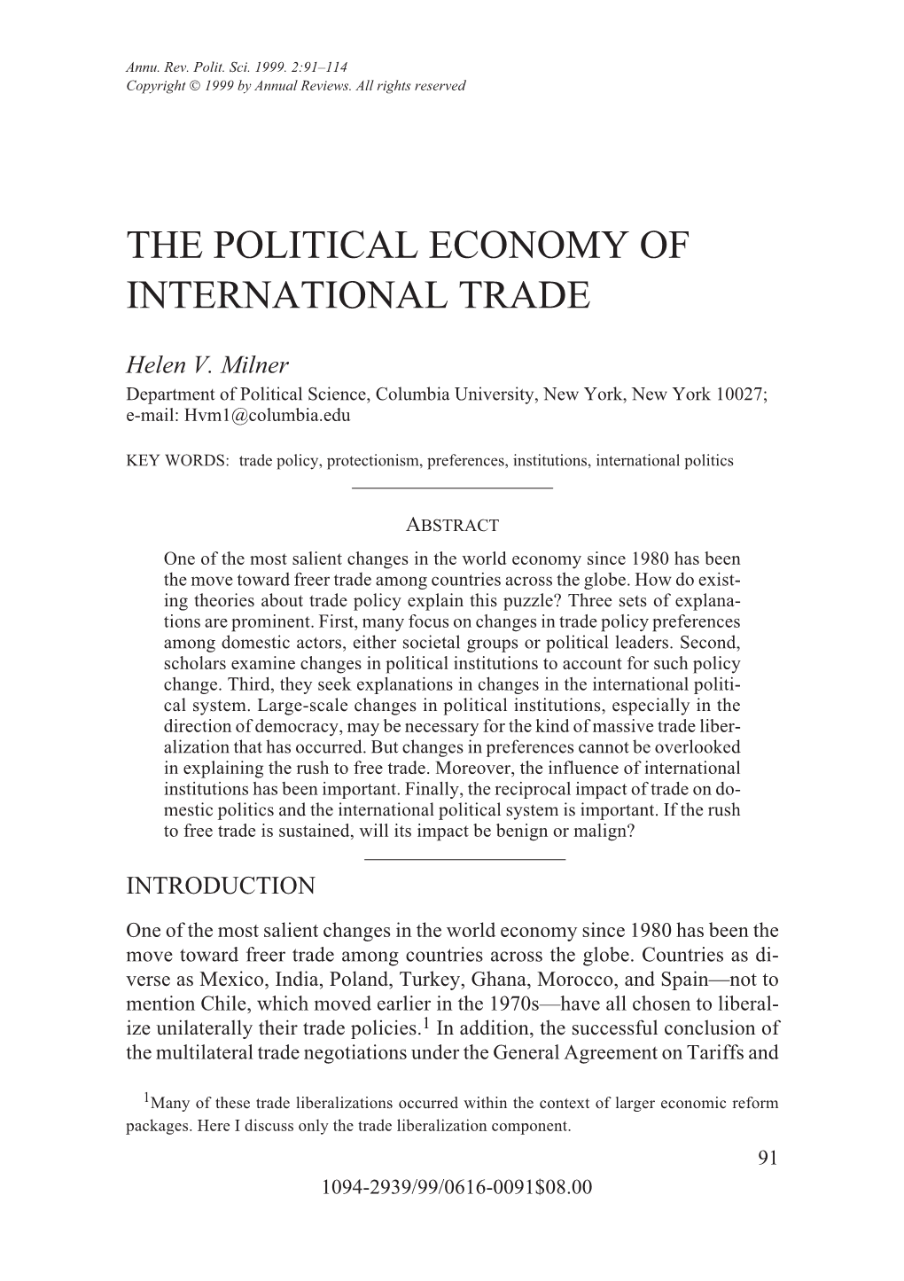 The Political Economy of International Trade