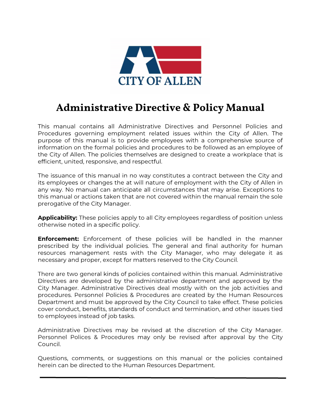 Policy Manual