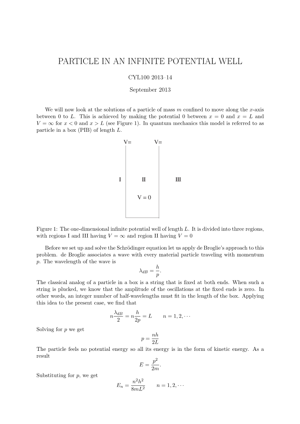 Particle in an Infinite Potential Well