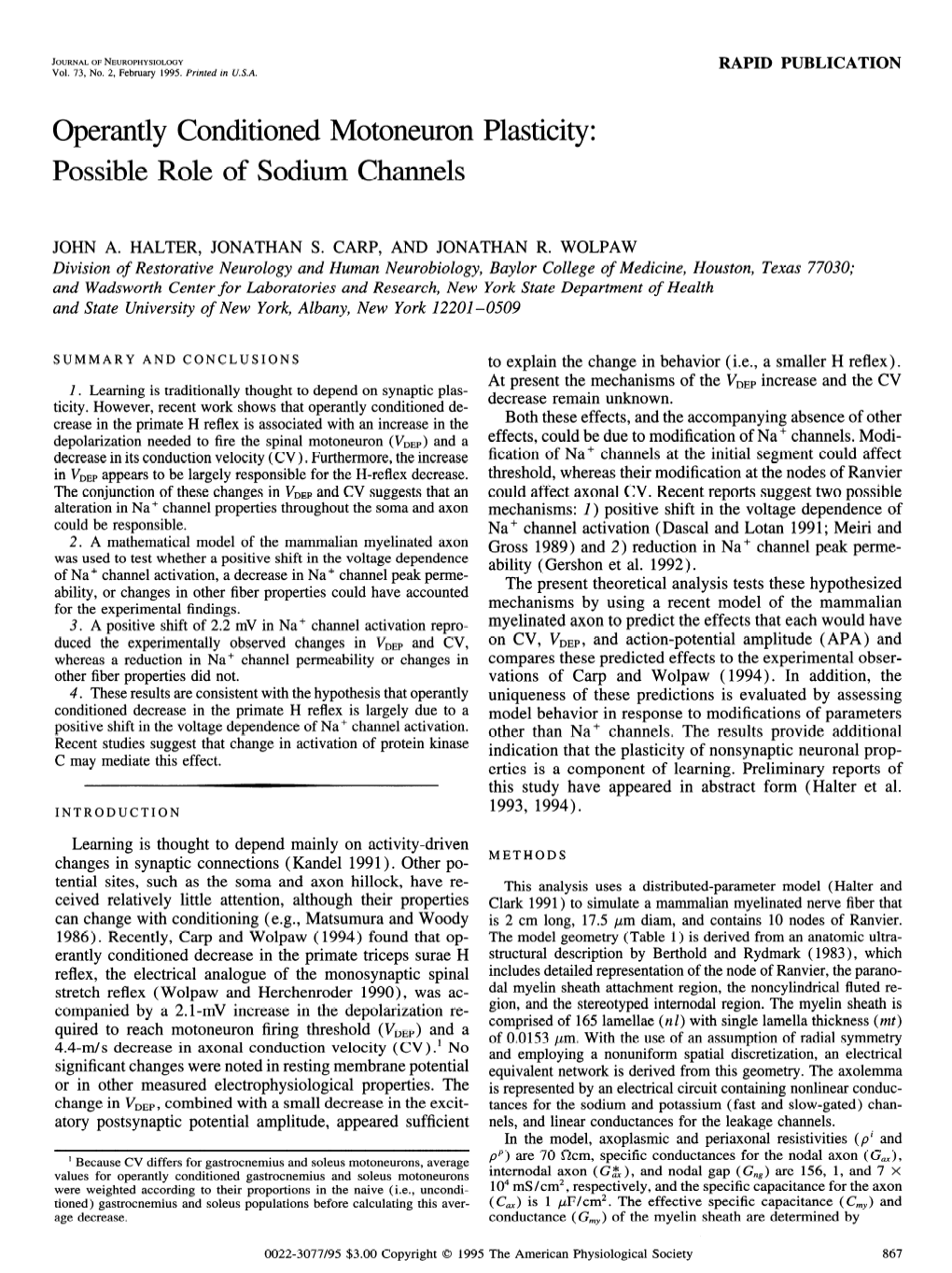 Operantly Conditioned Motoneuron Plasticity: Possible Role of Sodium Channels