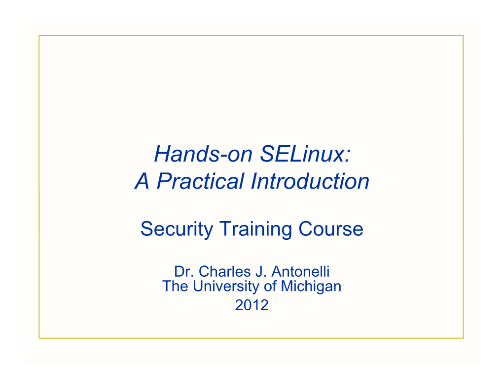 Hands-On Selinux: a Practical Introduction