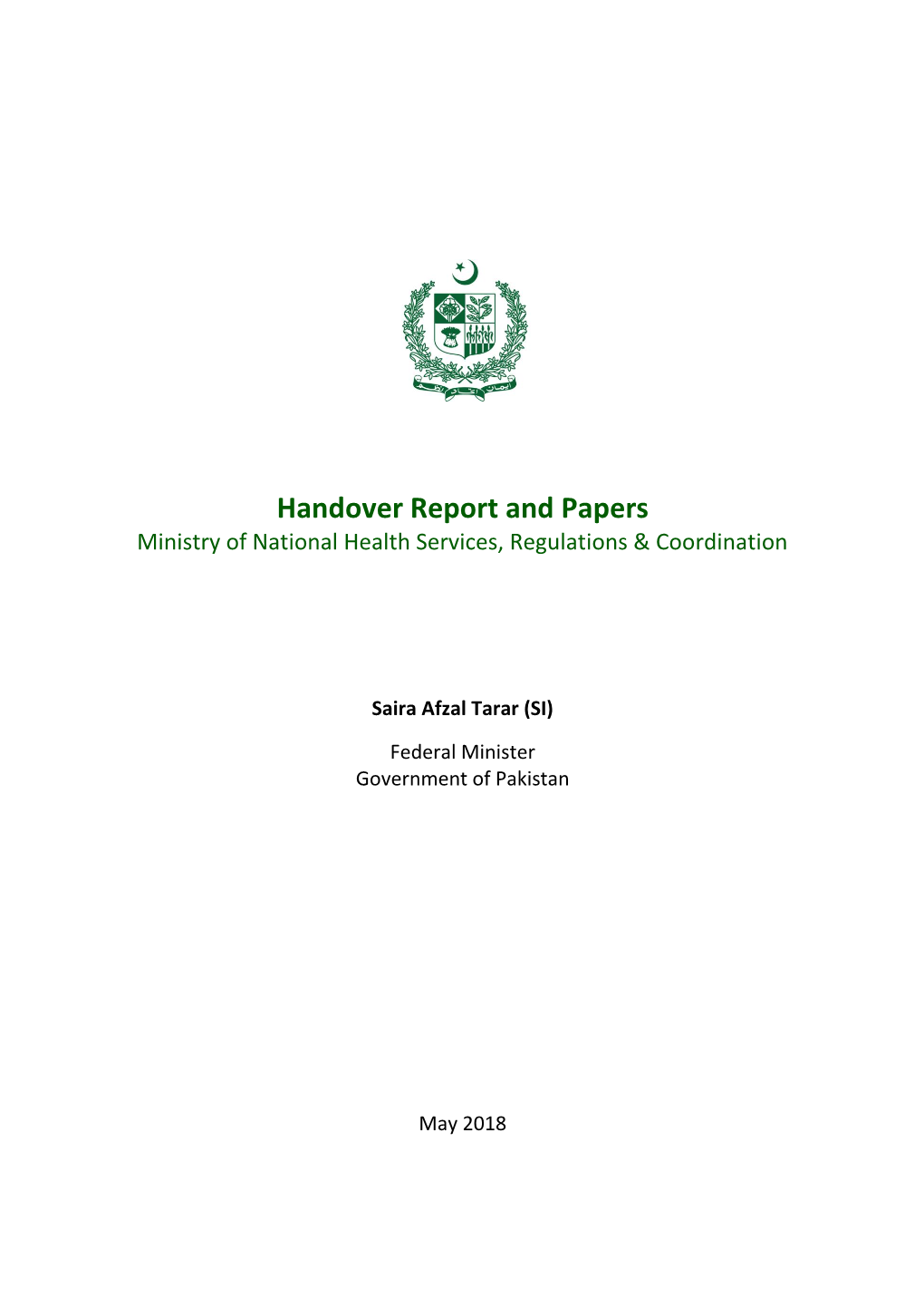 Handover Report and Papers Federal Minister Monhsrc 2018.Pdf