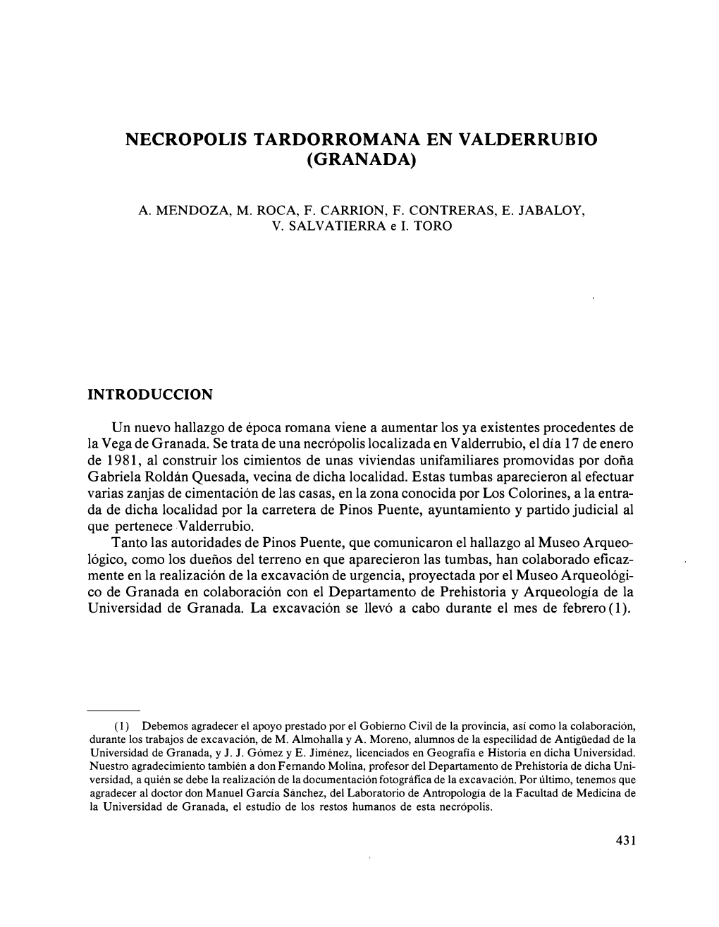 NECROPOLIS TARDORROMANA EN VALDERRUBIO (GRANADA) Un